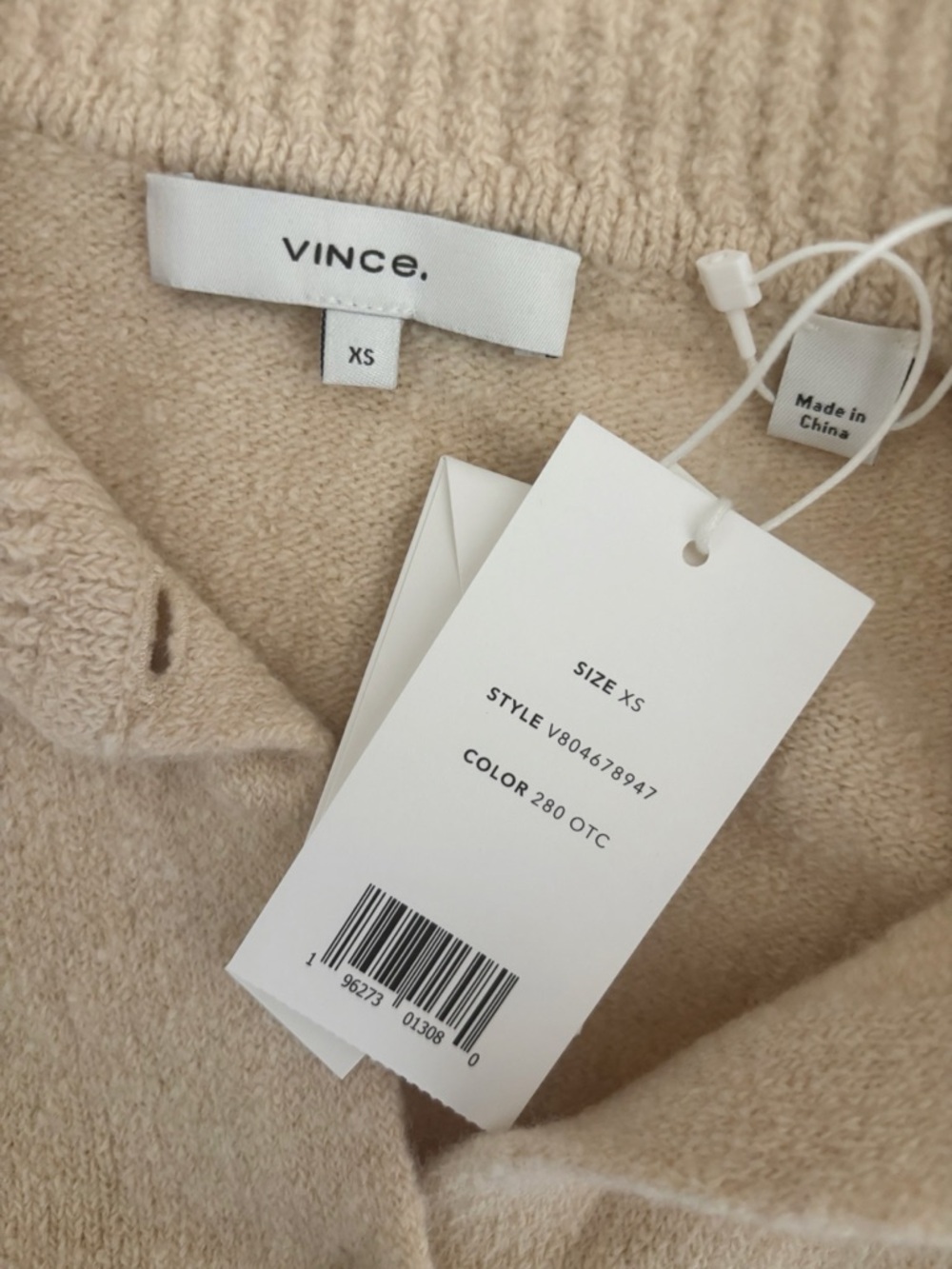 VINCE Cream Fitted Polo Collar Wool Cashmere Blend Cardigan Sweater XS NEW NWT - Picture 5 of 7